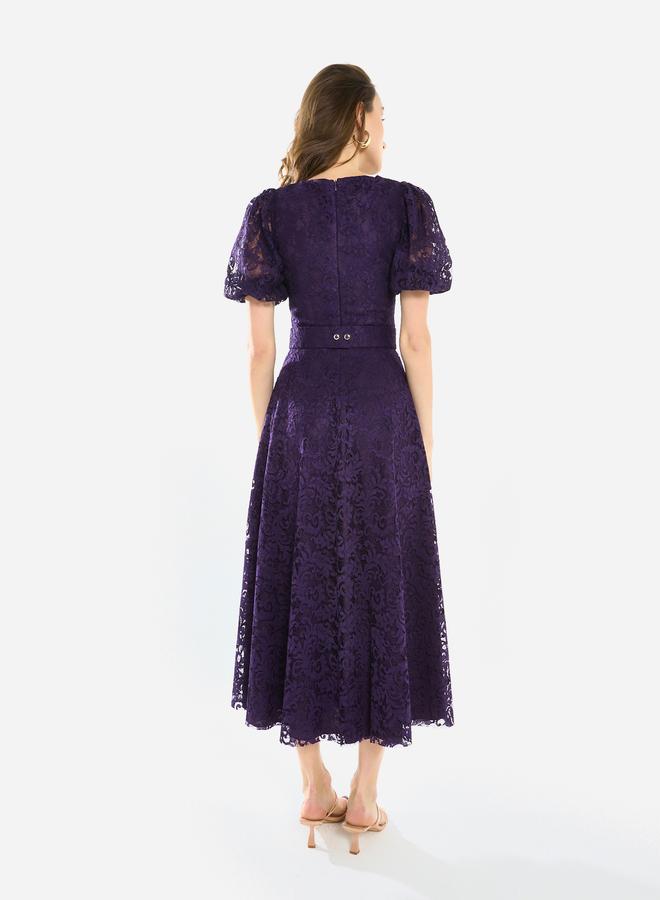 House of Moda Women Floral Lace Puff Sleeve Midi Dress - Image 5
